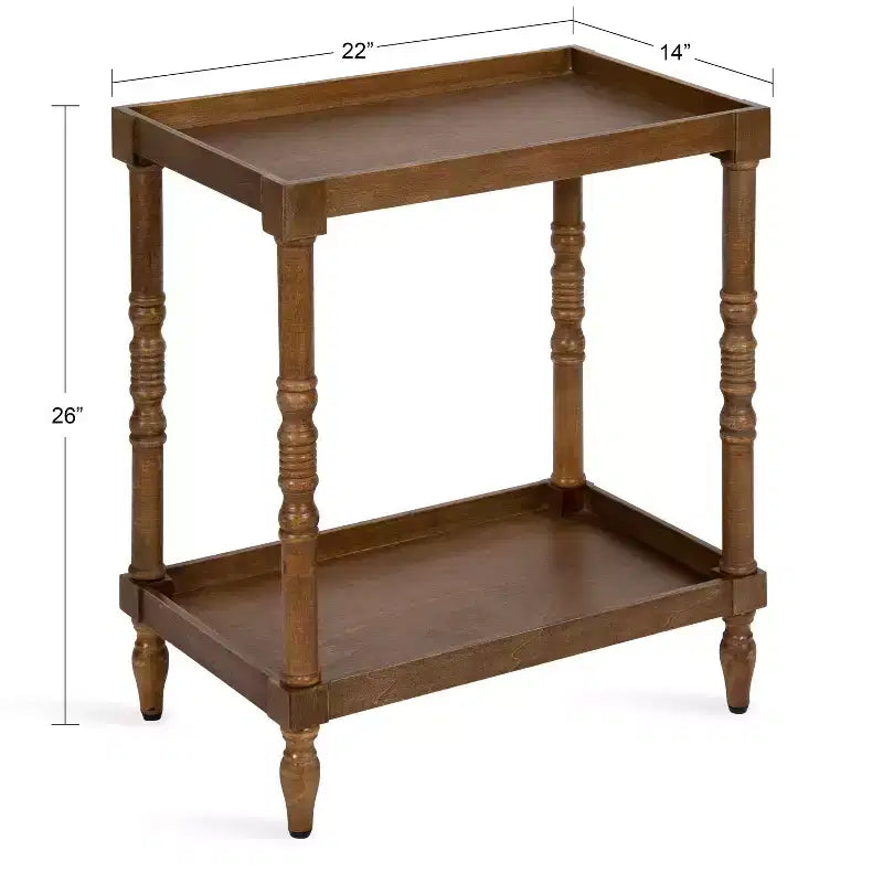Table d'appoint rectangulaire en bois Bellport Kate and Laurel, 56x36x66 cm, marron rustique