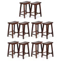 PJ Wood Classic Saddle Seat 24 Tall Kitchen Counter Stools, Walnut (Set of 10)