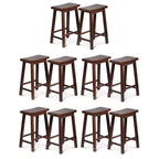 PJ Wood Classic Saddle Seat 24 Tall Kitchen Counter Stools, Walnut (Set of 10)