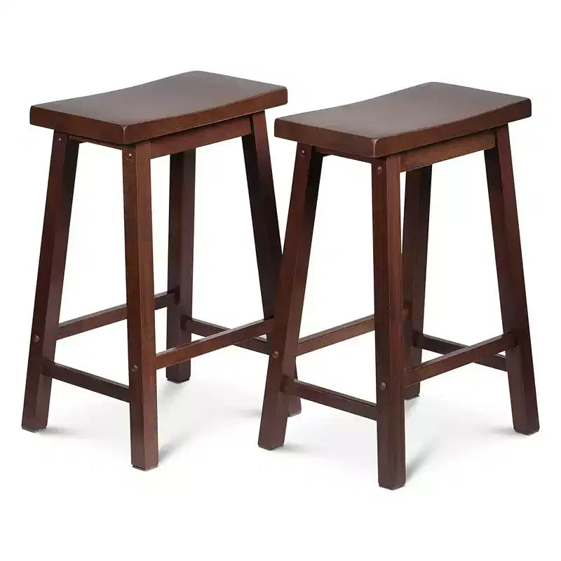 Tabourets de comptoir de cuisine PJ Wood Classic Saddle Seat 61 cm, Noyer (Lot de 10)