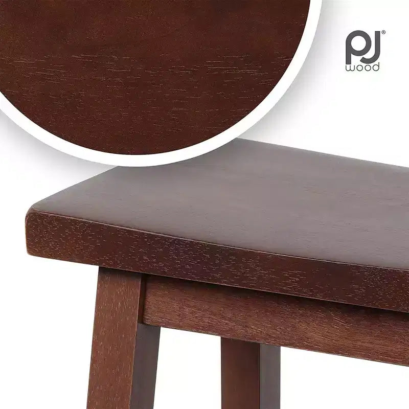 Tabourets de comptoir de cuisine PJ Wood Classic Saddle Seat 61 cm, Noyer (Lot de 10)