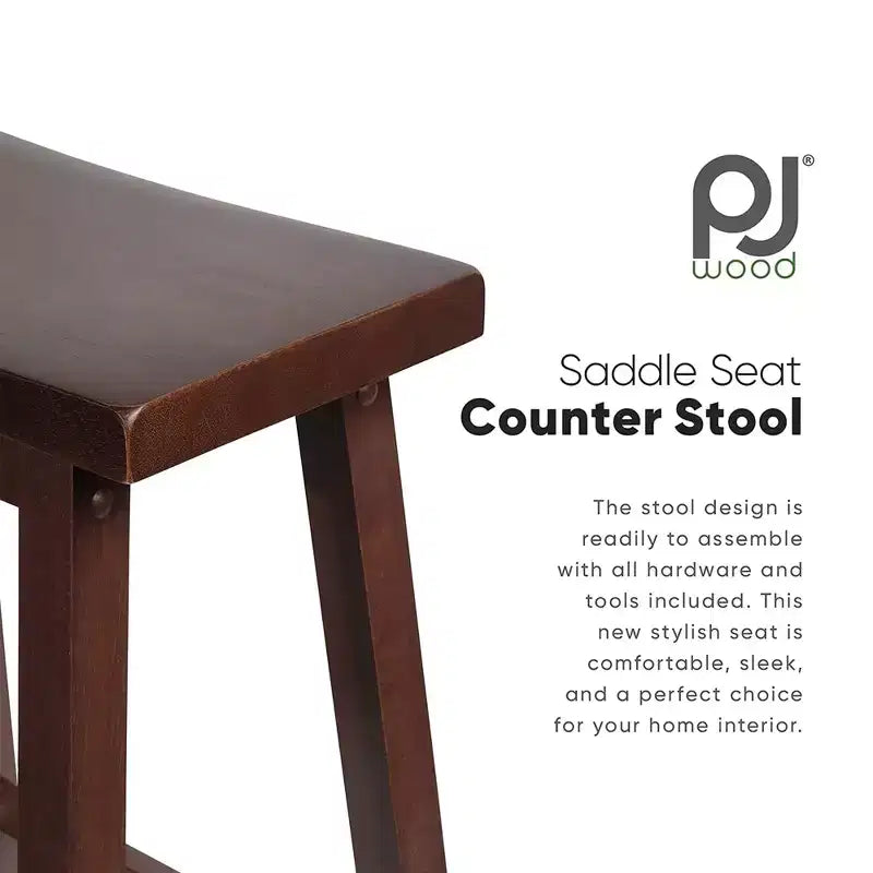Tabourets de comptoir de cuisine PJ Wood Classic Saddle Seat 61 cm, Noyer (Lot de 10)