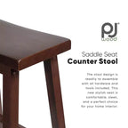 Tabourets de comptoir de cuisine PJ Wood Classic Saddle Seat 61 cm, Noyer (Lot de 10)