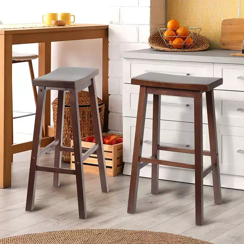Tabourets de comptoir de cuisine PJ Wood Classic Saddle Seat 61 cm, Noyer (Lot de 10)