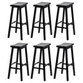 PJ Wood Classic Saddle Seat 29 Inch Tall Kitchen Counter Stools, Black (6 Pack)