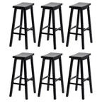 PJ Wood Classic Saddle Seat 29 Inch Tall Kitchen Counter Stools, Black (6 Pack)