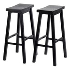 Tabourets de bar de cuisine PJ Wood Classic Saddle Seat 74 cm, Noir (Lot de 6)