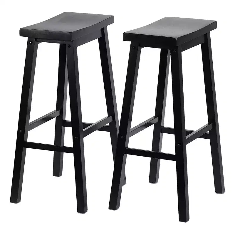 Tabourets de bar de cuisine PJ Wood Classic Saddle Seat 74 cm, Noir (Lot de 6)