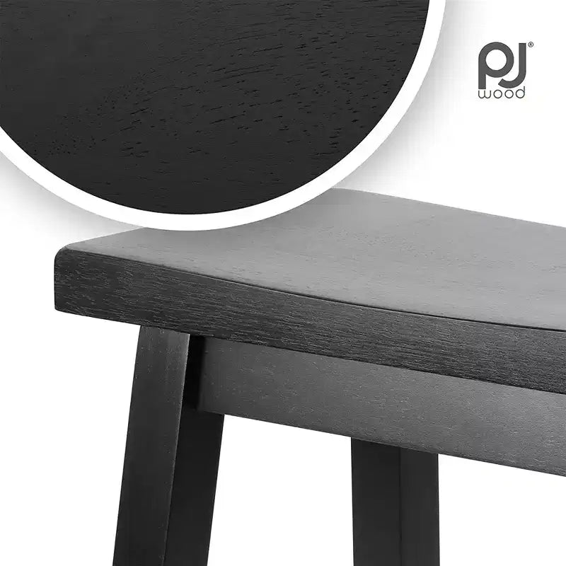 Tabourets de bar de cuisine PJ Wood Classic Saddle Seat 74 cm, Noir (Lot de 6)