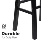 Tabourets de bar de cuisine PJ Wood Classic Saddle Seat 74 cm, Noir (Lot de 6)