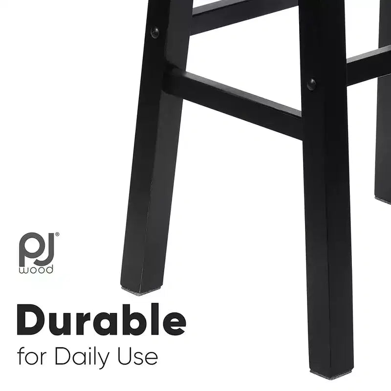 Tabourets de bar de cuisine PJ Wood Classic Saddle Seat 74 cm, Noir (Lot de 6)
