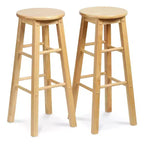 Tabourets de cuisine classiques PJ Wood à siège rond de 73,66 cm de haut pour les maisons, les salles à manger et les bars avec sièges sans dossier et 4 pieds carrés, Naturel (Lot de 4)