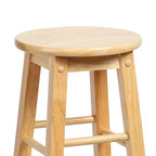 Tabourets de cuisine classiques PJ Wood à siège rond de 73,66 cm de haut pour les maisons, les salles à manger et les bars avec sièges sans dossier et 4 pieds carrés, Naturel (Lot de 4)