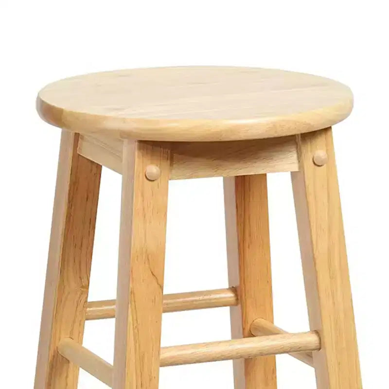 Tabourets de cuisine classiques PJ Wood à siège rond de 73,66 cm de haut pour les maisons, les salles à manger et les bars avec sièges sans dossier et 4 pieds carrés, Naturel (Lot de 4)