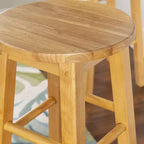 Tabourets de cuisine classiques PJ Wood à siège rond de 73,66 cm de haut pour les maisons, les salles à manger et les bars avec sièges sans dossier et 4 pieds carrés, Naturel (Lot de 4)