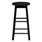 Tabourets de bar PJ Wood Classic Round Seat de 73,66 cm de haut pour maisons, salles à manger et bars avec sièges sans dossier et 4 pieds carrés, noir (lot de 4)