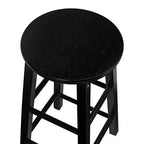 Tabourets de bar PJ Wood Classic Round Seat de 73,66 cm de haut pour maisons, salles à manger et bars avec sièges sans dossier et 4 pieds carrés, noir (lot de 4)