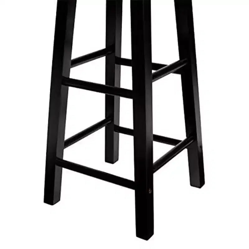 Tabourets de bar PJ Wood Classic Round Seat de 73,66 cm de haut pour maisons, salles à manger et bars avec sièges sans dossier et 4 pieds carrés, noir (lot de 4)