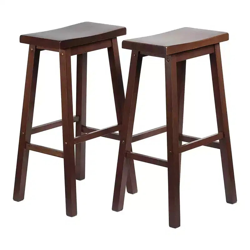 Tabourets de bar PJ Wood classiques avec siège en selle, 73,6 cm de hauteur, noyer (lot de 8)