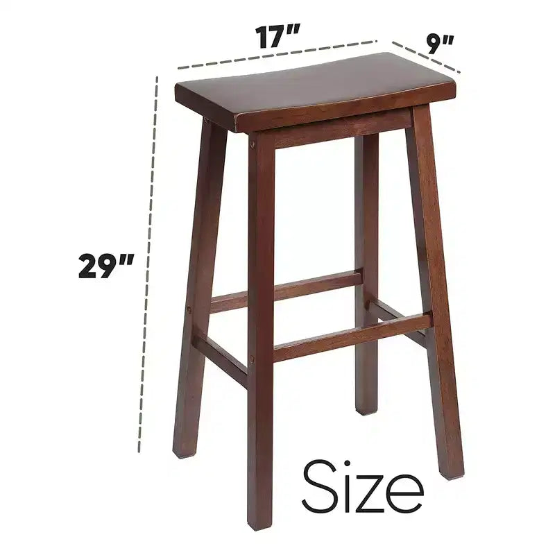 Tabourets de bar PJ Wood classiques avec siège en selle, 73,6 cm de hauteur, noyer (lot de 8)