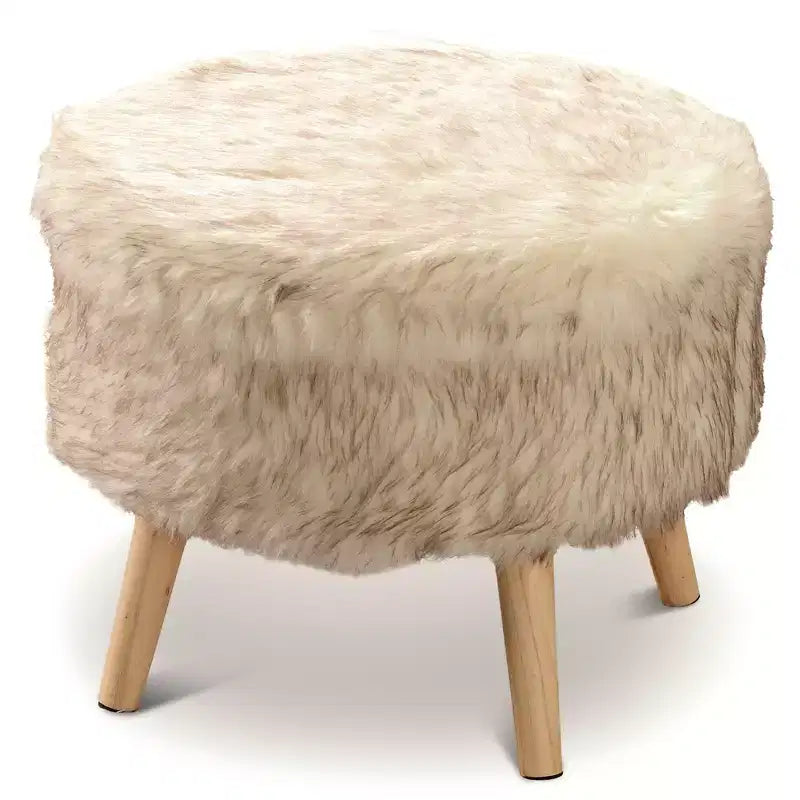 Cheer Collection 17 Round Faux Fur Stool