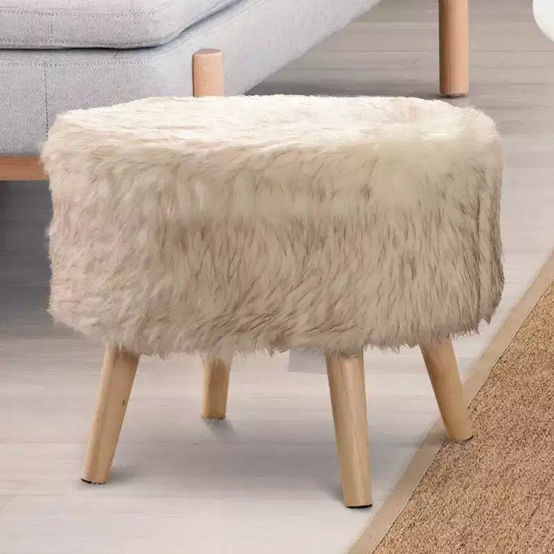 Tabouret rond en fausse fourrure Cheer Collection de 17 po