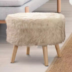 Tabouret rond en fausse fourrure Cheer Collection de 17 po