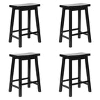 PJ Wood Classic Saddle-Seat 24'' Tall Kitchen Counter Stool for Homes, Dining Spaces, and Bars with Backless Seat, 4 Square Legs, Black (4 Pack)