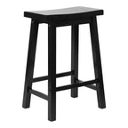 Tabouret de comptoir de cuisine PJ Wood classique, dossier sans dossier, 61 cm, pour la maison, la salle à manger et les bars, 4 pieds carrés, noir (lot de 4)