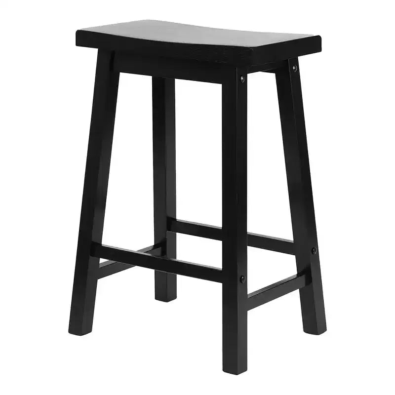 Tabouret de comptoir de cuisine PJ Wood classique, dossier sans dossier, 61 cm, pour la maison, la salle à manger et les bars, 4 pieds carrés, noir (lot de 4)
