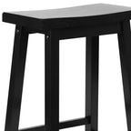 Tabouret de comptoir de cuisine PJ Wood classique, dossier sans dossier, 61 cm, pour la maison, la salle à manger et les bars, 4 pieds carrés, noir (lot de 4)