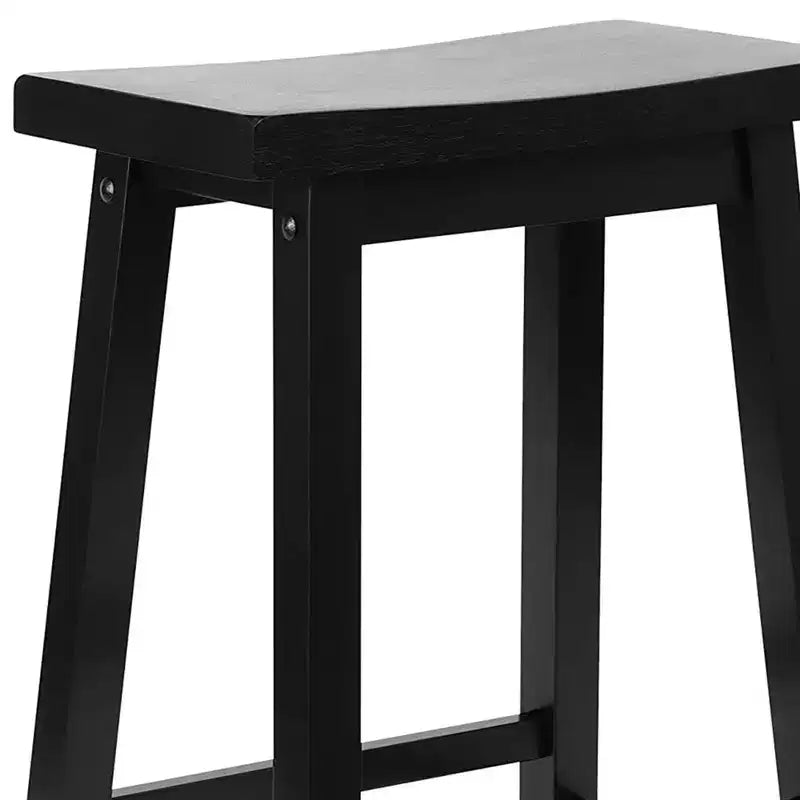 Tabouret de comptoir de cuisine PJ Wood classique, dossier sans dossier, 61 cm, pour la maison, la salle à manger et les bars, 4 pieds carrés, noir (lot de 4)