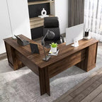 Costway Bureau d'angle en forme de L pour bureau à domicile, 66,5'', avec tiroir de clavier, couleur foncée