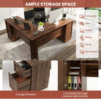 Costway Bureau d'angle en forme de L pour bureau à domicile, 66,5'', avec tiroir de clavier, couleur foncée