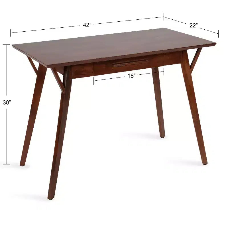 Bureau d'écriture rectangulaire en bois Kate and Laurel McCutcheon, 42x22x30, marron