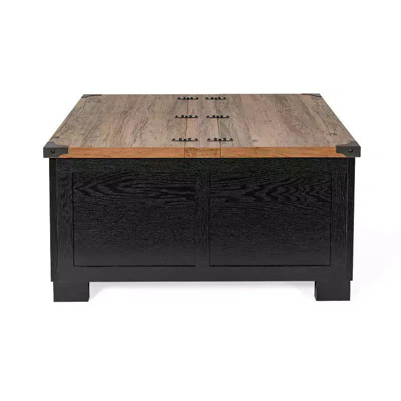 Flash Furniture Wyatt - Table basse de rangement style ferme avec plateau relevable à charnière, grande table basse avec rangement dissimulé