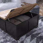 Flash Furniture Wyatt - Table basse de rangement style ferme avec plateau relevable à charnière, grande table basse avec rangement dissimulé