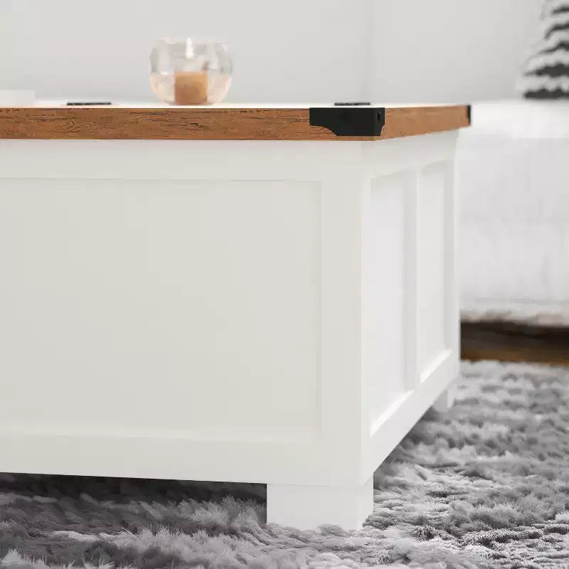 Flash Furniture Wyatt - Table basse de rangement style ferme avec plateau relevable à charnière, grande table basse avec rangement dissimulé