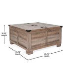 Table basse Emma et Oliver Farmhouse avec plateau à charnières style coquillage et rangement dissimulé