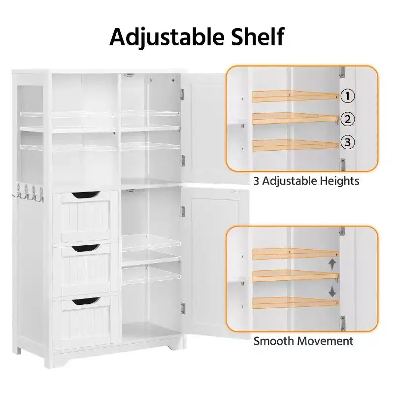 Yaheetech Armoire de Rangement de Salle de Bain de 106,7 cm, Meuble Bas avec 3 Tiroirs, Blanc