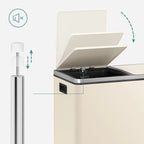 SONGMICS Poubelle double, 60L en acier inoxydable, Amande