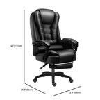 Fauteuil de bureau ergonomique pivotant en cuir noir avec repose-pieds