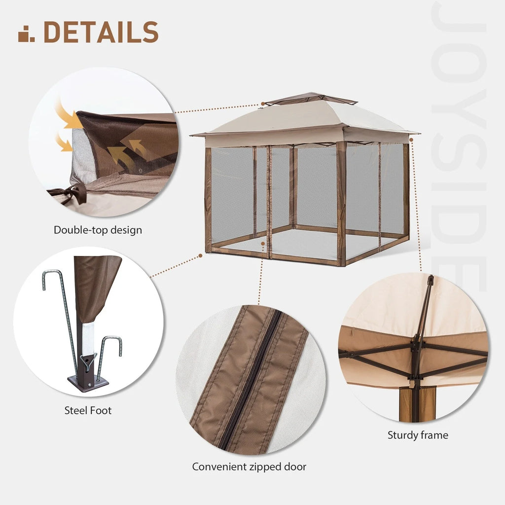 Tonnelle escamotable en acier Cozywor de 3,35 m x 3,35 m avec moustiquaire