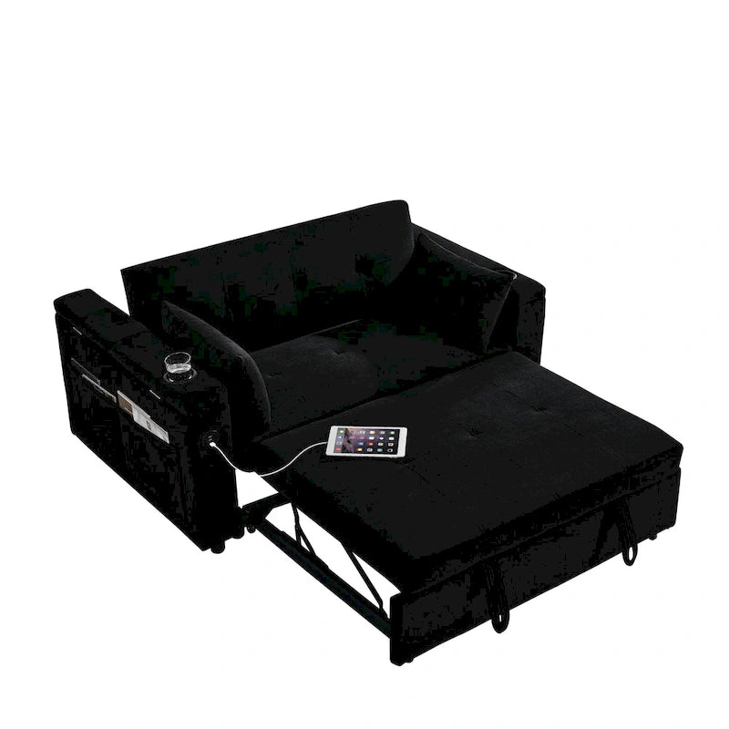 Canapé convertible 54 pouces avec lit gigogne, double assise, fonction relax