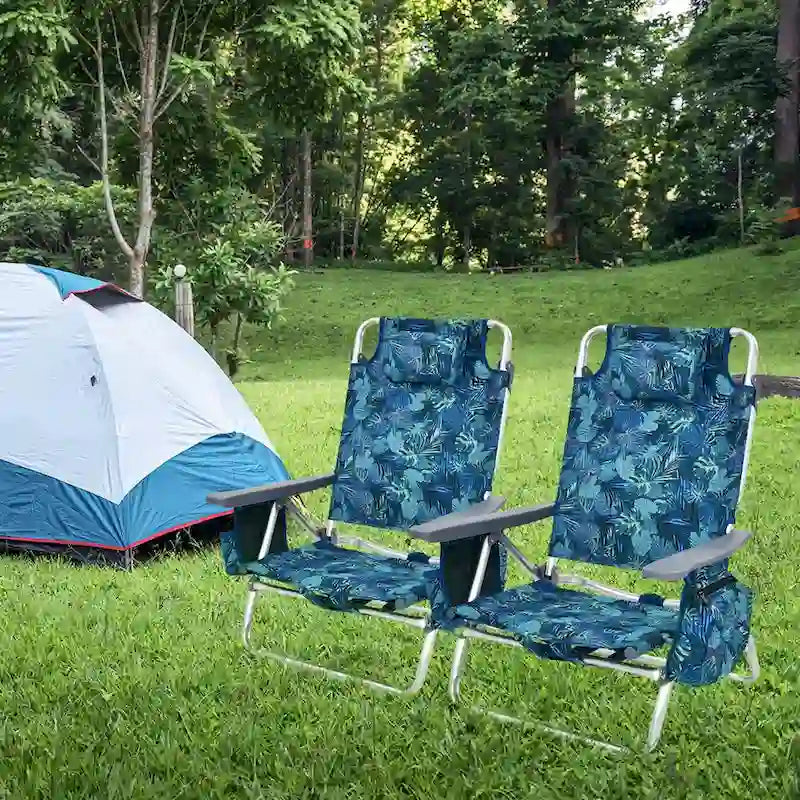 Lot de 4 chaises de plage pliantes de randonnée Costway, 5 positions d'extérieur - Voir détails