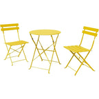 Ensemble bistro pliant 3 pièces en métal, ensemble de conversation intérieur/extérieur résistant aux intempéries pour patio, cour, jardin