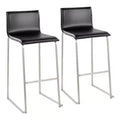 Set of 2 Mara Upholstered Barstools Stainless Steel - Lumisource