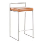 Ensemble de 2 tabourets de bar empilables Fuji en cuir/acier – LumiSource