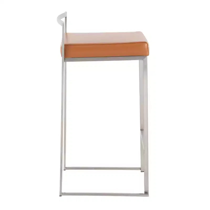 Ensemble de 2 tabourets de bar empilables Fuji en cuir/acier – LumiSource