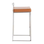 Ensemble de 2 tabourets de bar empilables Fuji en cuir/acier – LumiSource